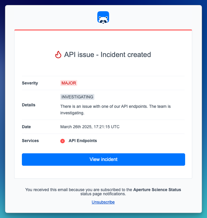 Example notification
